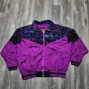 Vintage Pan Asia Windbreaker Jacket Color Block 90s Nylon Zip Up Womens Size XL